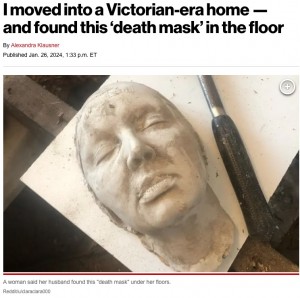 【海外発！Breaking News】ヴィクトリア様式の住宅床下からデスマスク、発見した住人「片目が少し開いていた」（英）