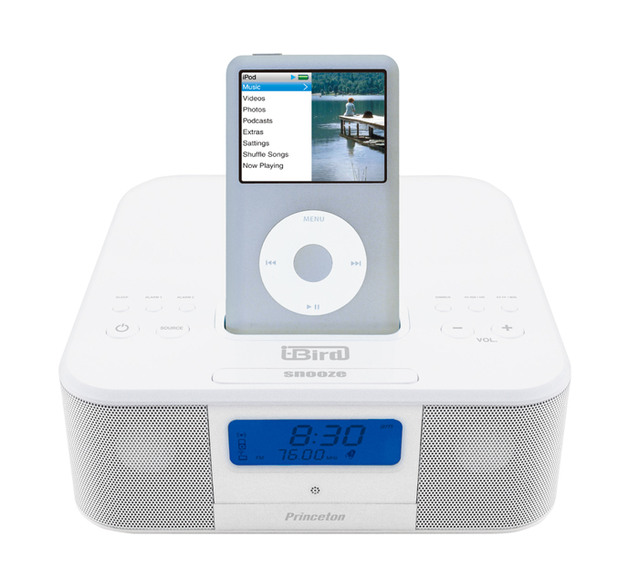 プリンストンテクノロジー、新iPod対応スピーカー「i-Bird」(FM/AMラジオ搭載目覚まし機能付き)発売