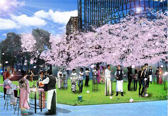 ＜テック桜前線＞東京ミッドタウンでオシャレな夜桜見物を　カナダドライが小粋に演出